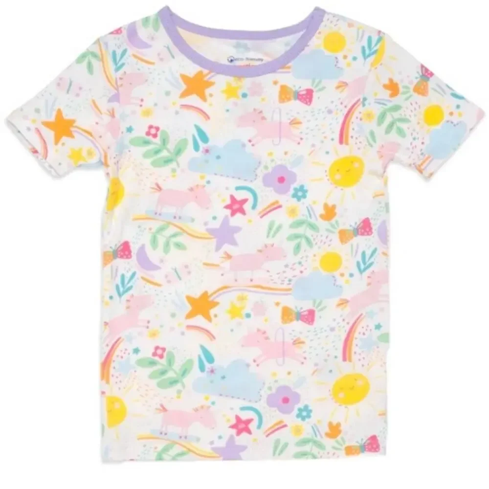 Magnetic Me Girls Sunny Day Vibes Unicorn Flower Soft Modal Pajama Shirt Size 4T